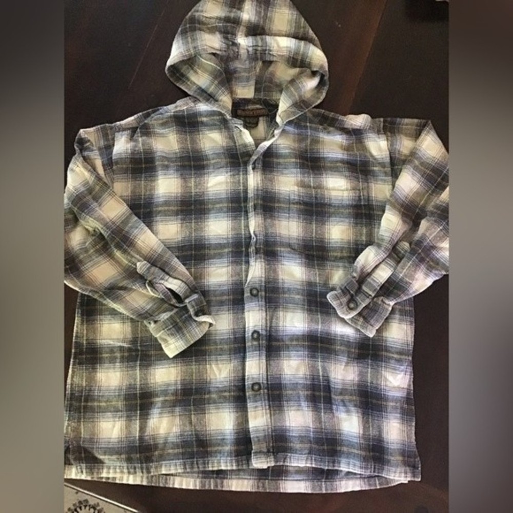 Grunge Cotton Button Up Hoodie L